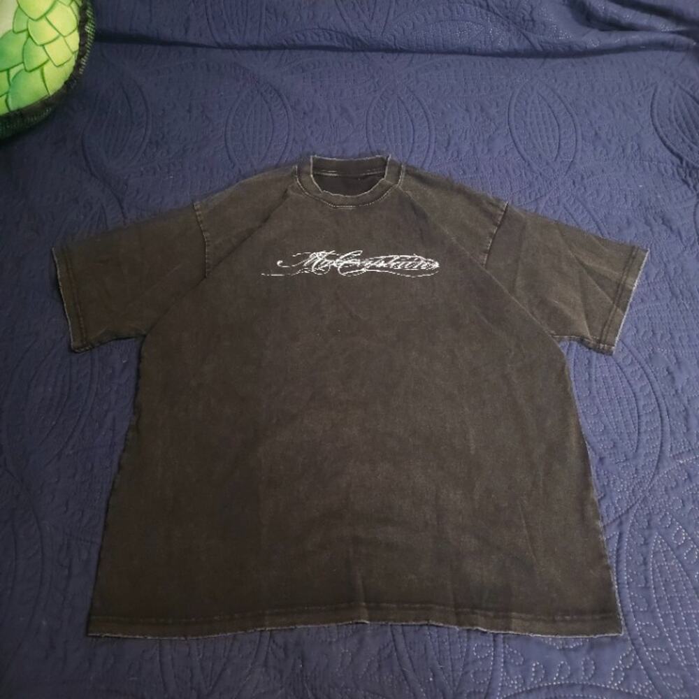 Gothic Sigil Sword Cross Graphic Tee Faded Black Size Small Good Condition